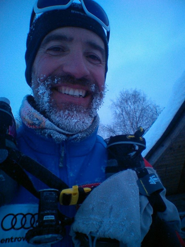 A pesar del gran esfuerzo en mi cara se ve la felicidad y el hielo que llevo en mi cuerpo