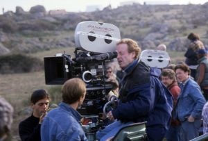 Ridley Scott grabando en Cáceres la película sobre Colón (1991).